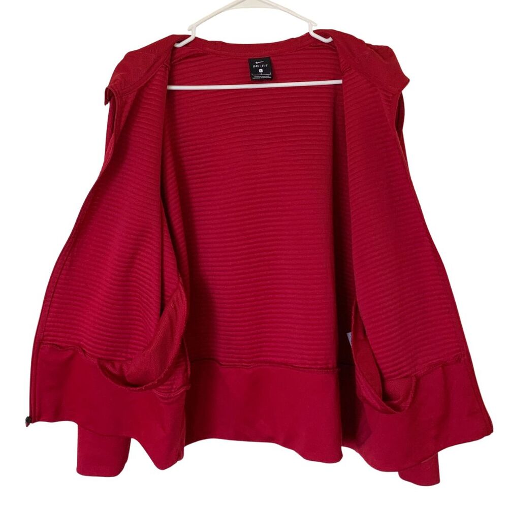 Nike Dri- Fit Full Zip Hoodie Size L Red Logo Sleeve & Back Hem - Picture 8 of 11